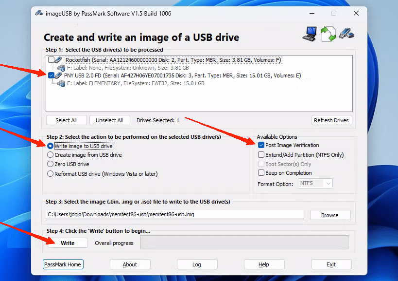 How to Make Sure that your PC RAM is Healthy? 5 Then select Post image verification option from the left and click on Write button.