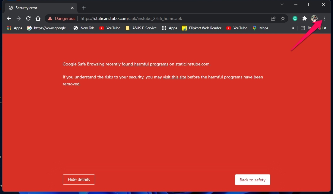 How to Fix Chrome Error 'The Site Ahead Contains Harmful Programs'? 4 Three Dots