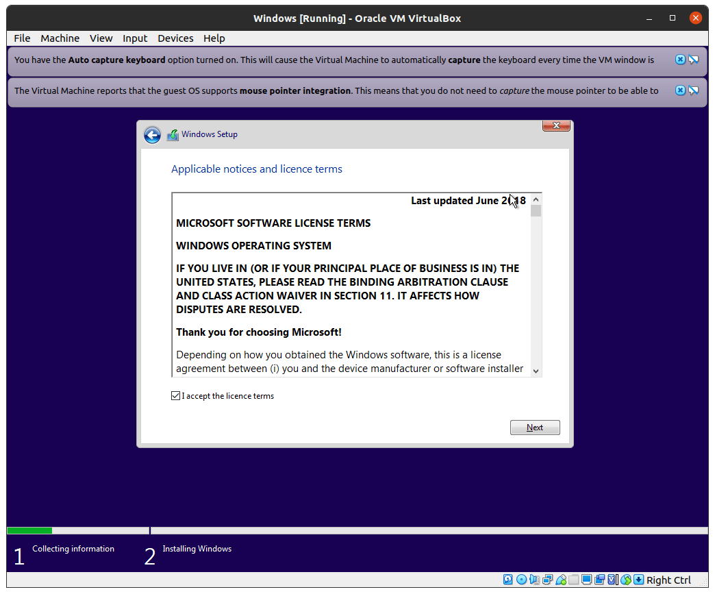 How to Run and Use Windows 10 in Linux PC? 29 Tick the “I accept the license terms” to continue