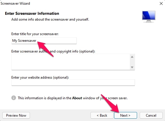 How to Create a Screensaver *.scr File on Windows 11? 5 Title Next