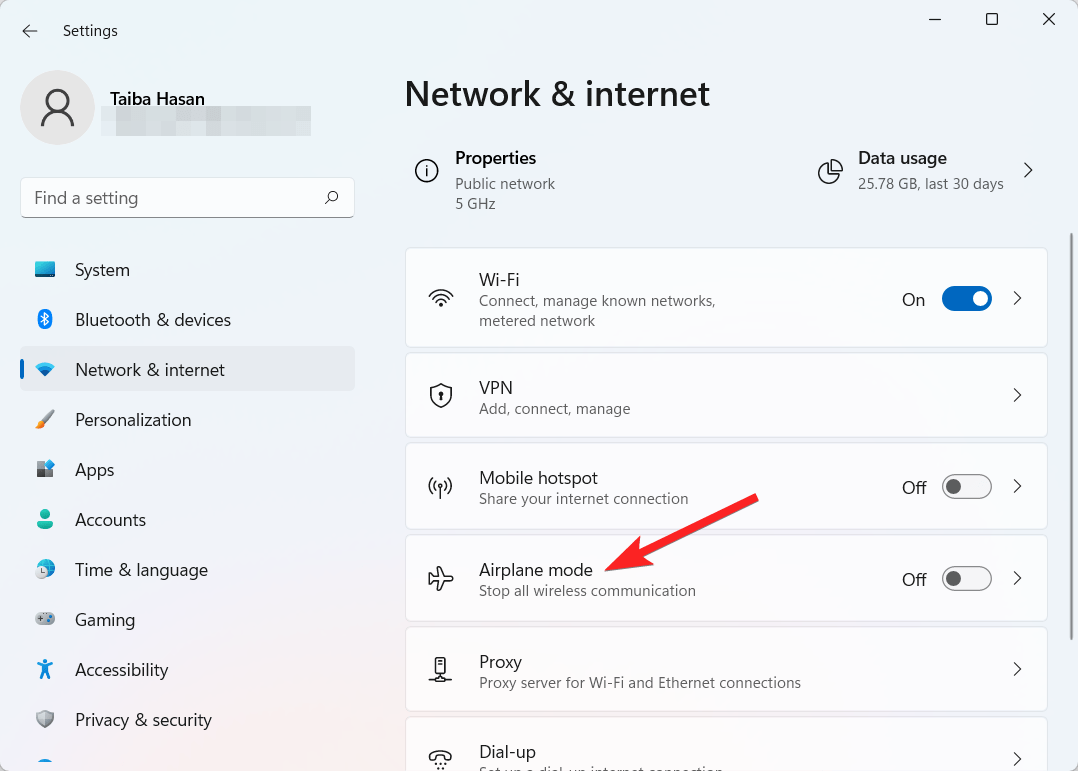 How to Fix Missing Cellular Option in Windows 11? 6 Toggle Airplane mode on