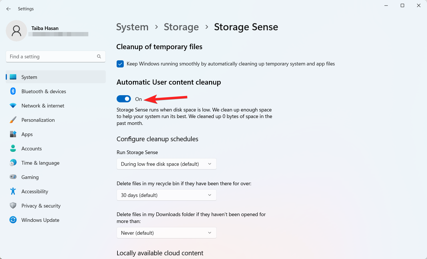 Toggle on Automatic User Content Cleanup