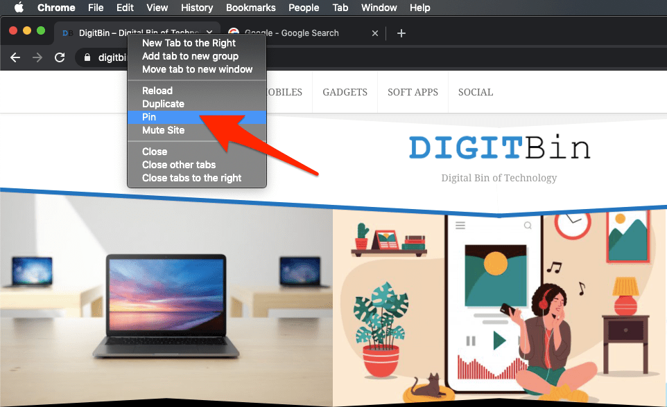 How to Password Protect Tabs on Google Chrome? 2 Two_Finger_Tap_to_Open_Options_for_Tab