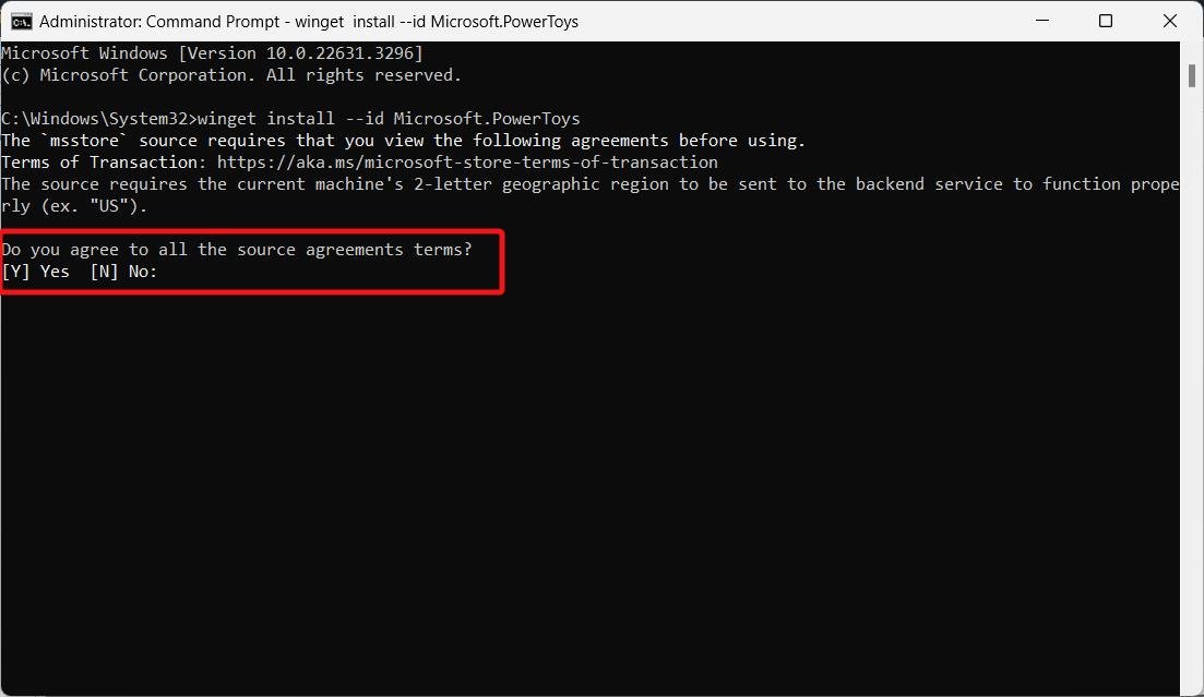 How to Install and Use PowerToys on Windows 11 7 Type Yes to agree with the agreement terms