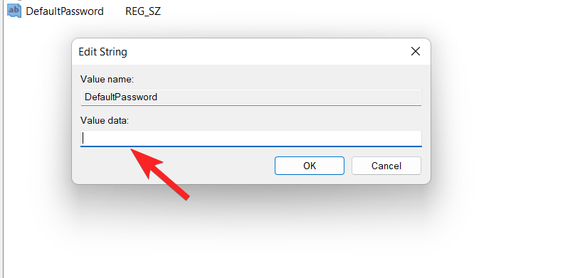 Type password in the string value field