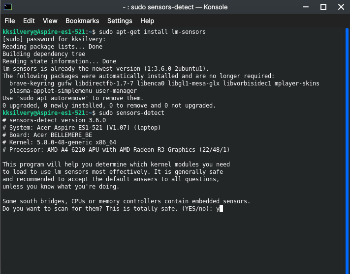 How to Check CPU and Hardware Temperature in Linux? 6 Type_“yes”_and_hit_enter_to_continue