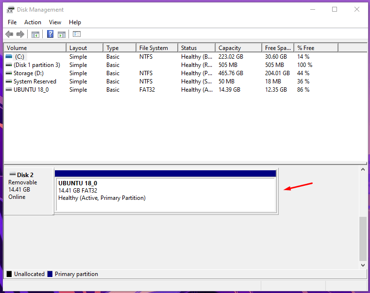 USB Storage in Disk Management