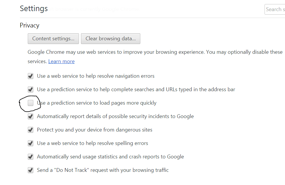 How to Fix 'Resolving Host' Error in Google Chrome ? 4 unckeck-prediction-services