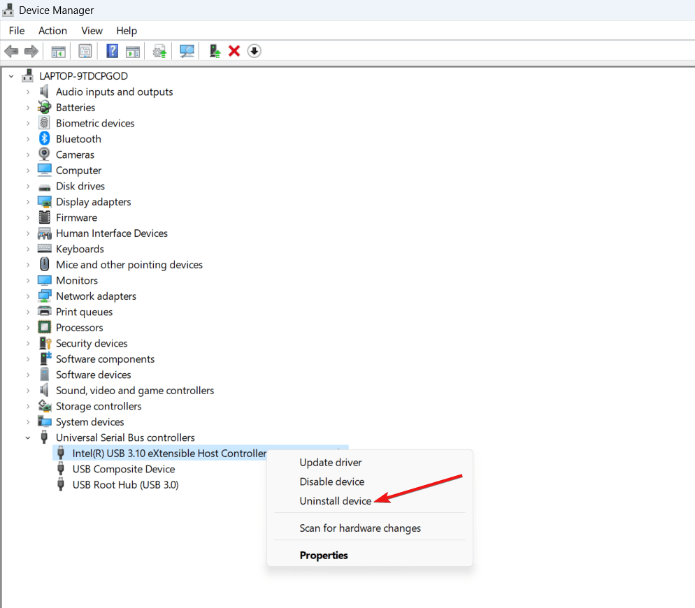 Uninstall USB driver
