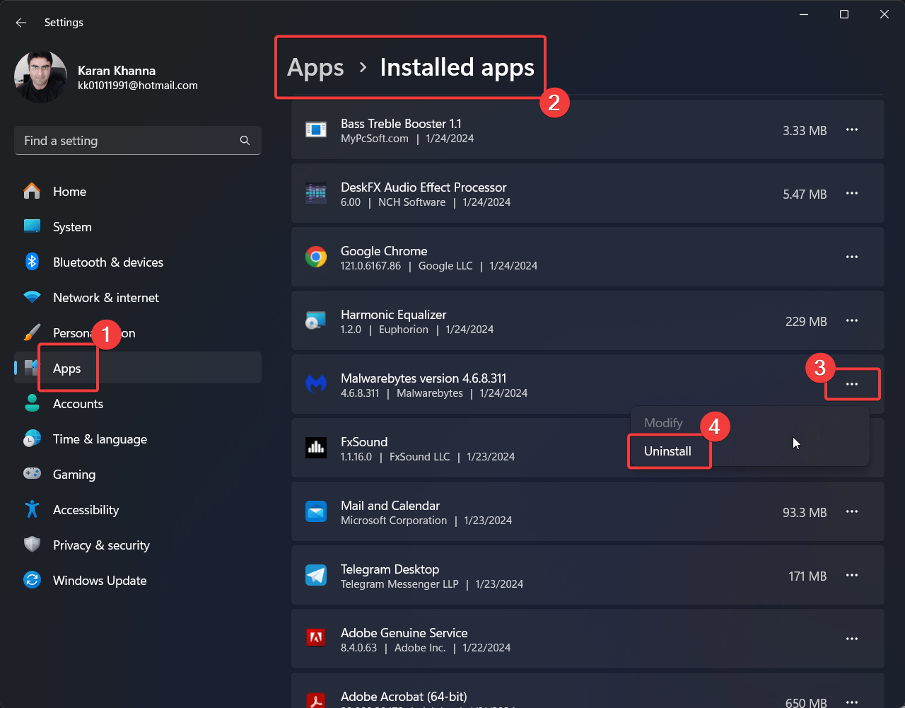 Fix 0x0000003B (SYSTEM SERVICE EXCEPTION) BSOD in Windows 3 Uninstall app
