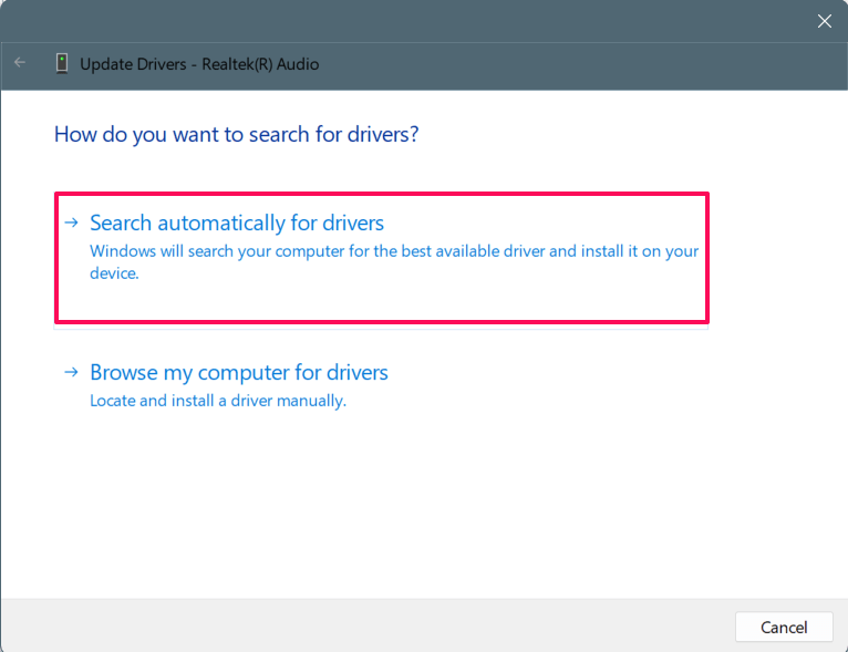How to Fix Content Warning Voice Chat Error 14 Choose Search automatically for drivers