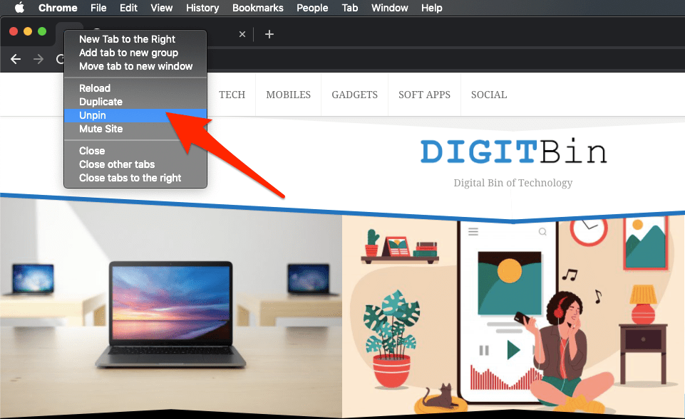 How to Password Protect Tabs on Google Chrome? 4 Unpin_the_Tab_on_Chrome