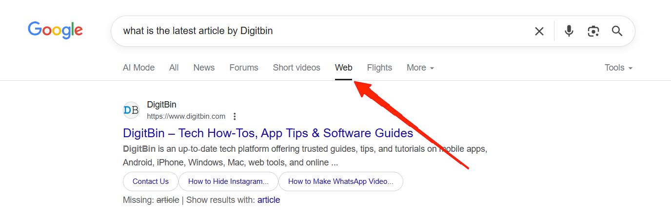 How to Remove Google AI mode from Google Search? 5 Use the Web mode after each search