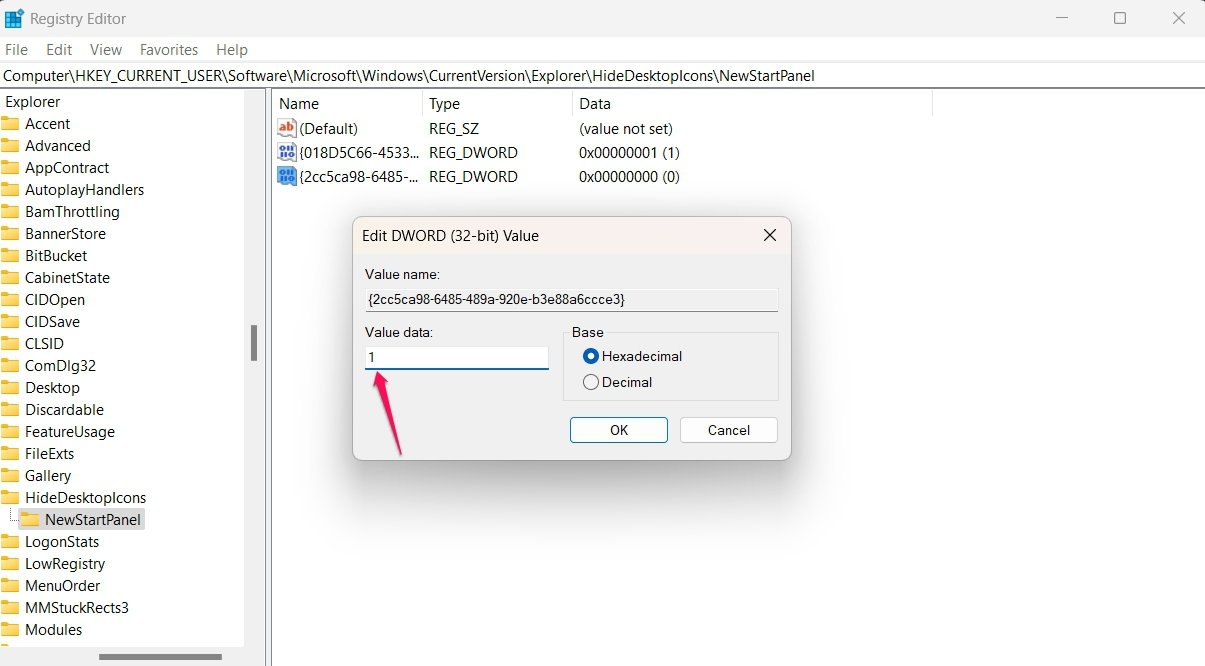 How to Remove the Spotlight Wallpaper Icon from Windows 11? 4 Value data field in the Registry Editor