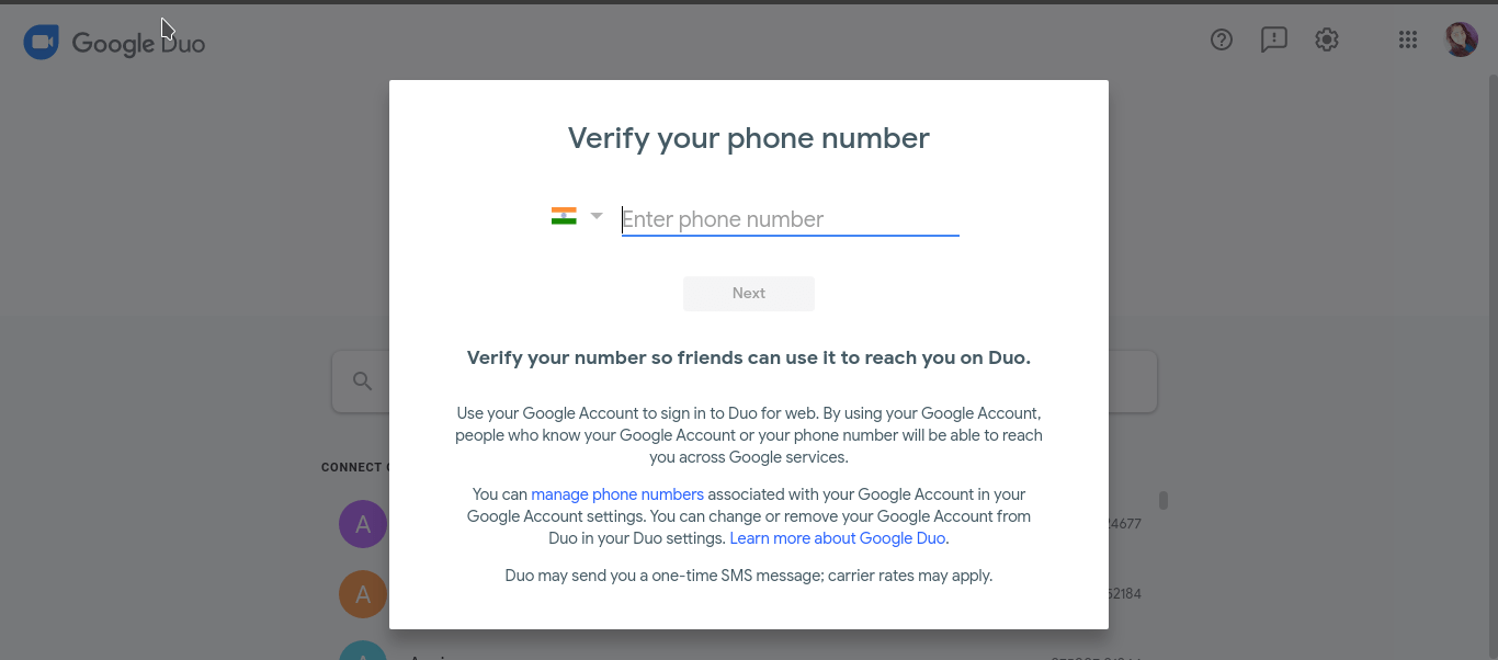 Google Duo Web | Make Web Login on Desktop Browser 3 Verify Number