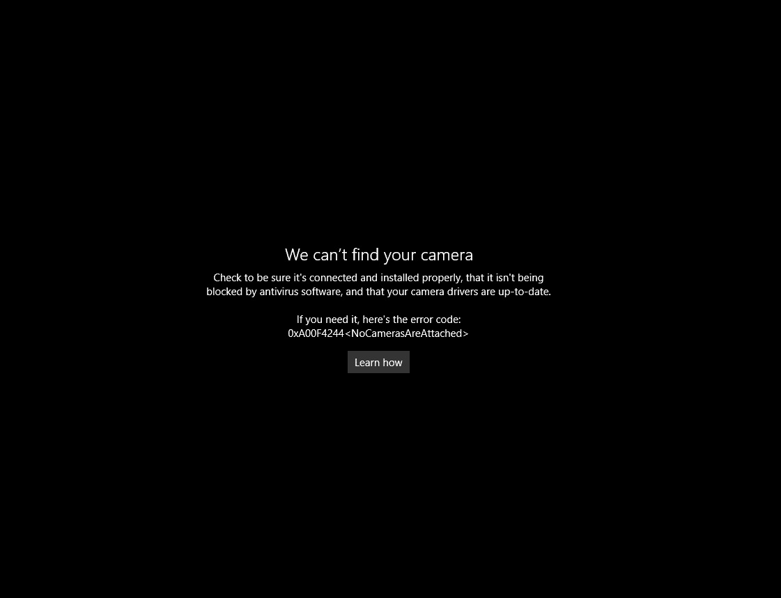 We Can't Find your Camera Error Windows 11