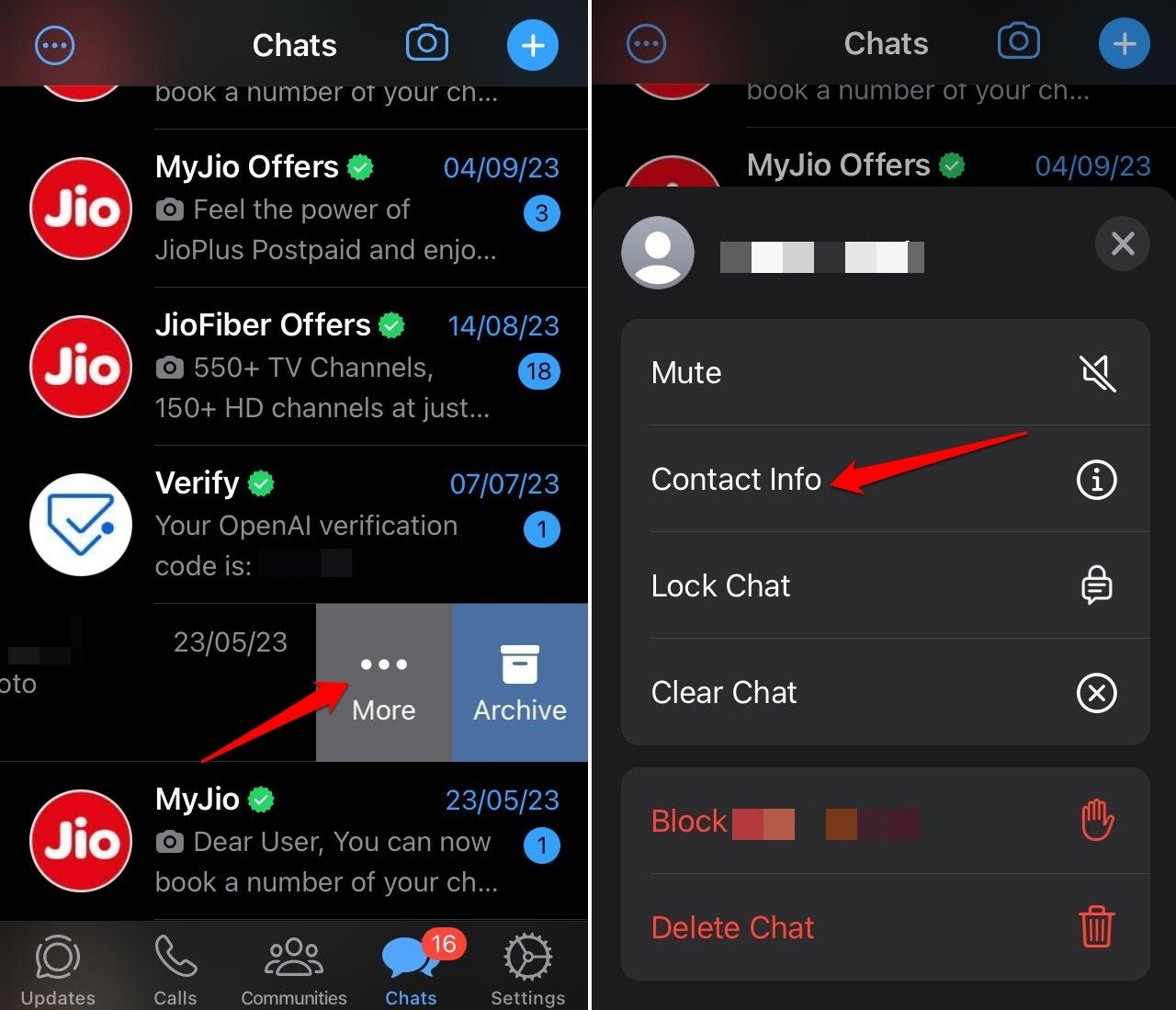 How to Auto Delete WhatsApp Messages 3 Whatsapp contact info iOS