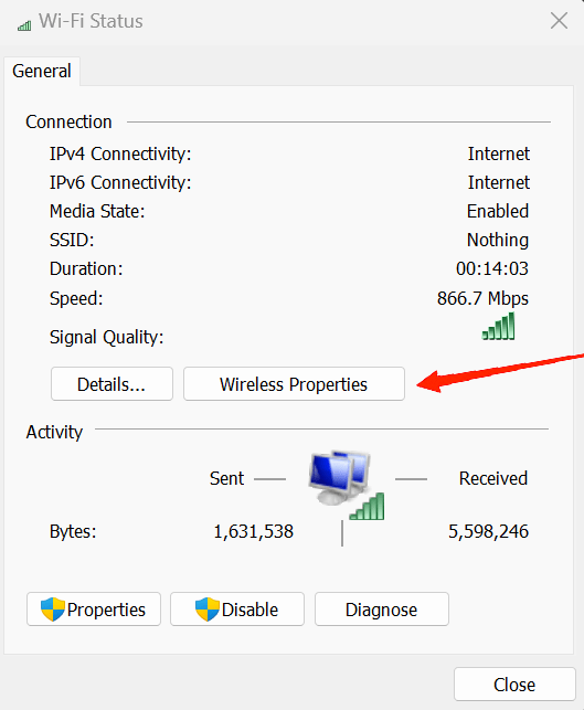 How to Find Wi-Fi Password in Windows 11 7 Click on Wireless Properties
