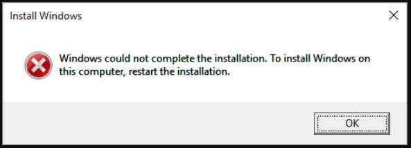 Fix - Windows Could Not Complete the Installation 2 Windows Could Not Complete the Installation