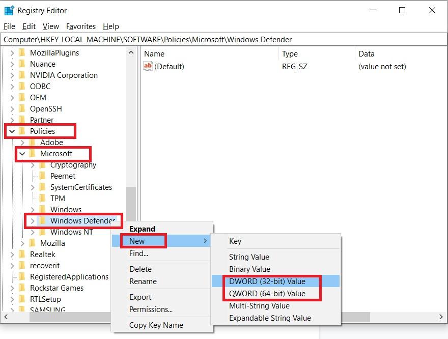 How to Stop 'Antimalware Service Executable' High Usage? 11 Windows Defender and click select New > DWORD