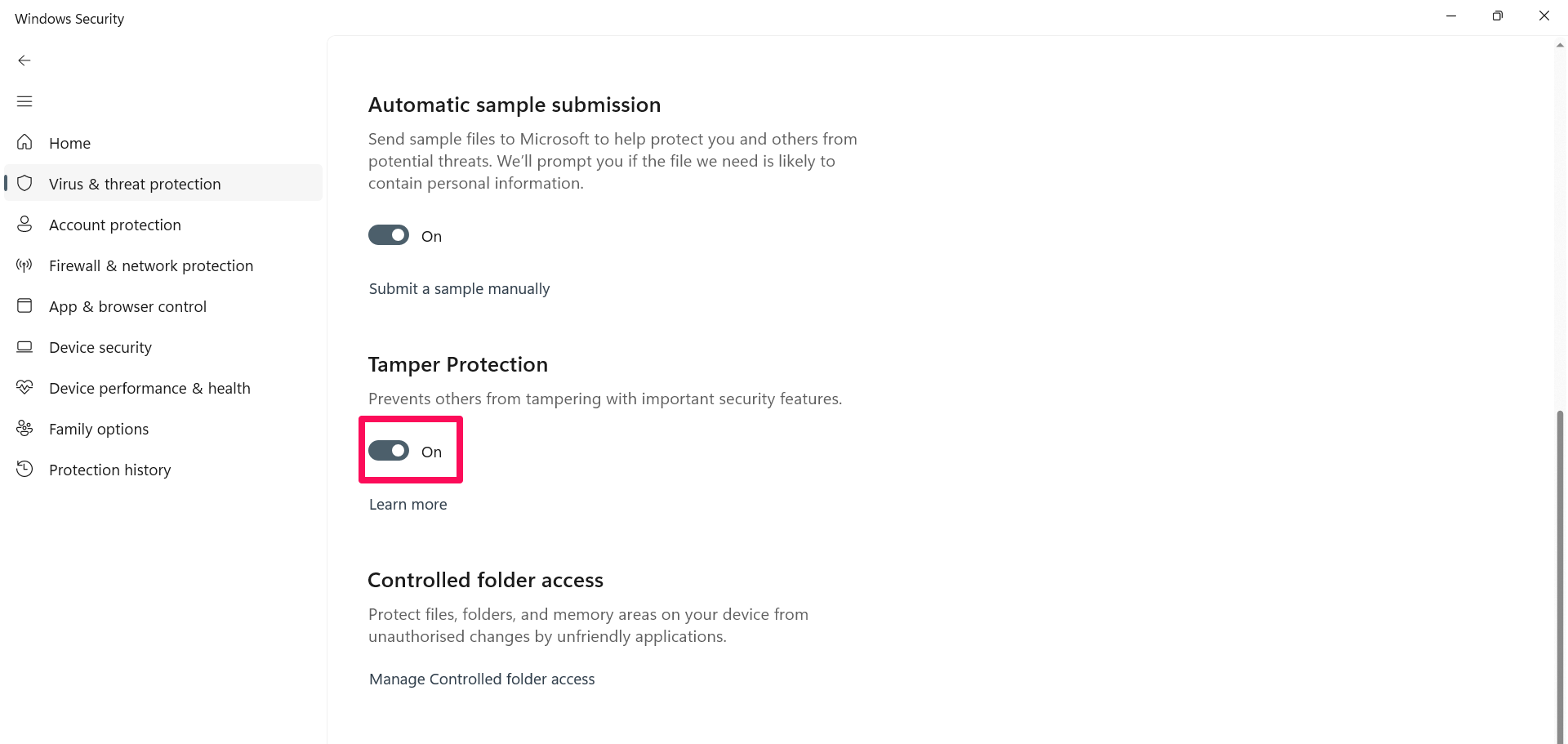 How to Permanently Disable Microsoft Defender Antivirus on Windows 11 6 Click on Tamper protection toggle to disable it