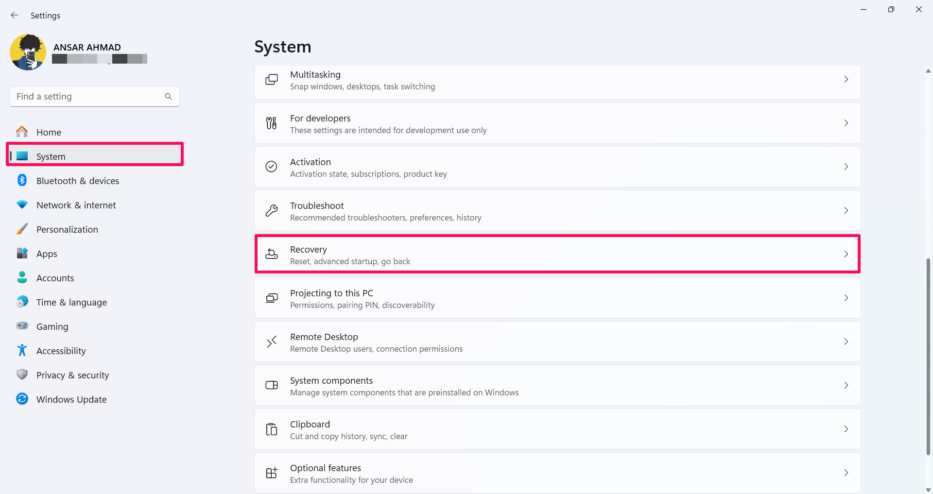 How to Force Delete a File or Folder in Windows 11 3 Click on System and choose Recovery