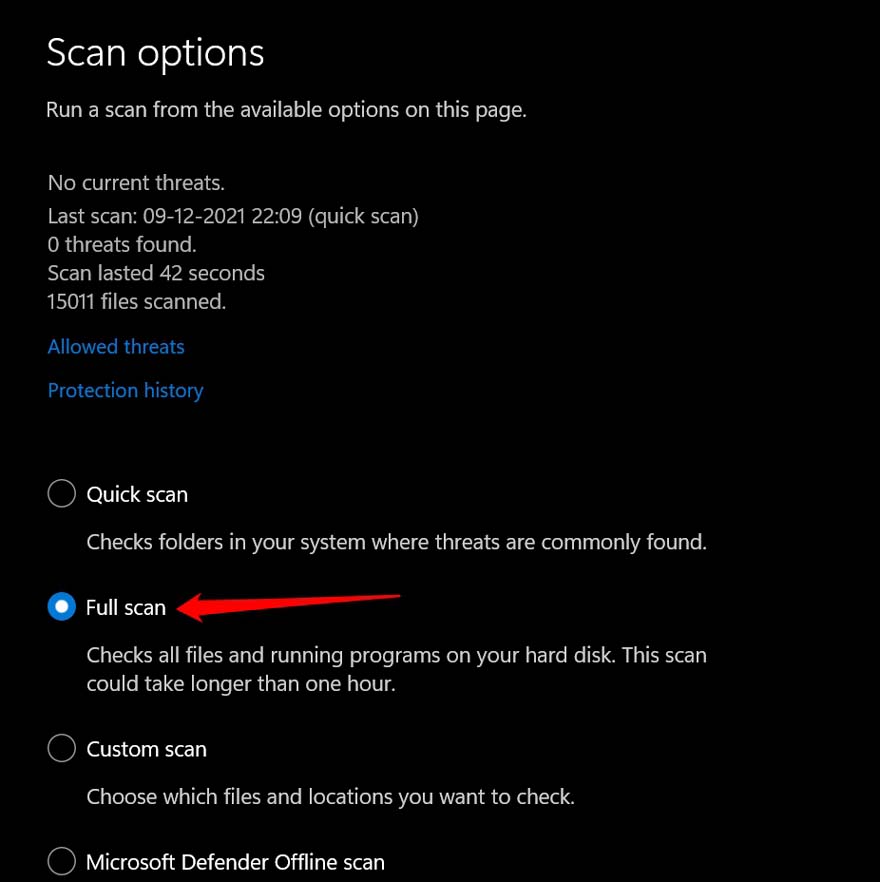 How to Fix Photos App Not Working on Windows 11 7 Windows defender full scan