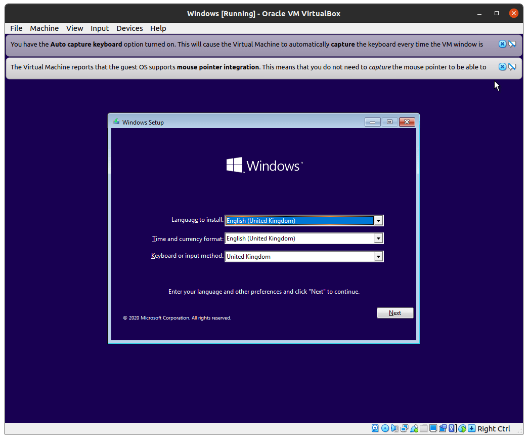 How to Run and Use Windows 10 in Linux PC? 26 Windows installation screen will show up and customize the options and then click on “Next” to continue