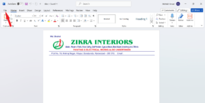 Click on File Tab