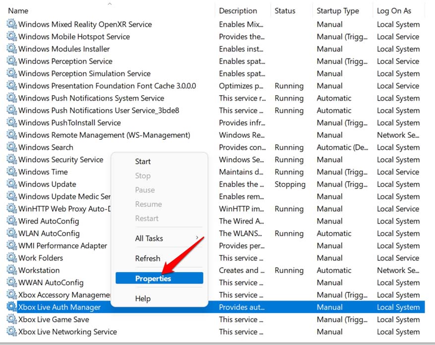 How to Fix Xbox App Not Launching on Windows 11? 17 Xbox services properties