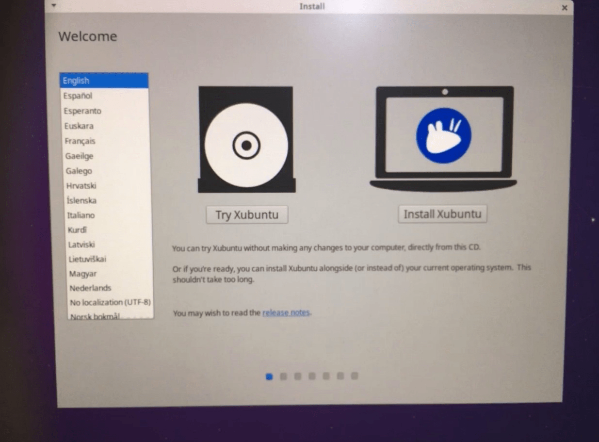Enjoy Linux OS without Installing in PC Using Bootable USB Drive 20 Xubuntu screen has shown up on the screen, and you have two options on the screen. Try Xubuntu Install Xubuntu