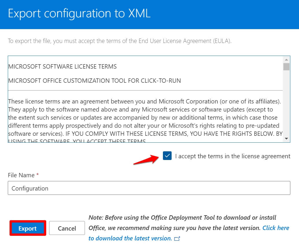 How to Download and Install MS Office Professional 2021 for Free 11 accept the license and export configuration to XML