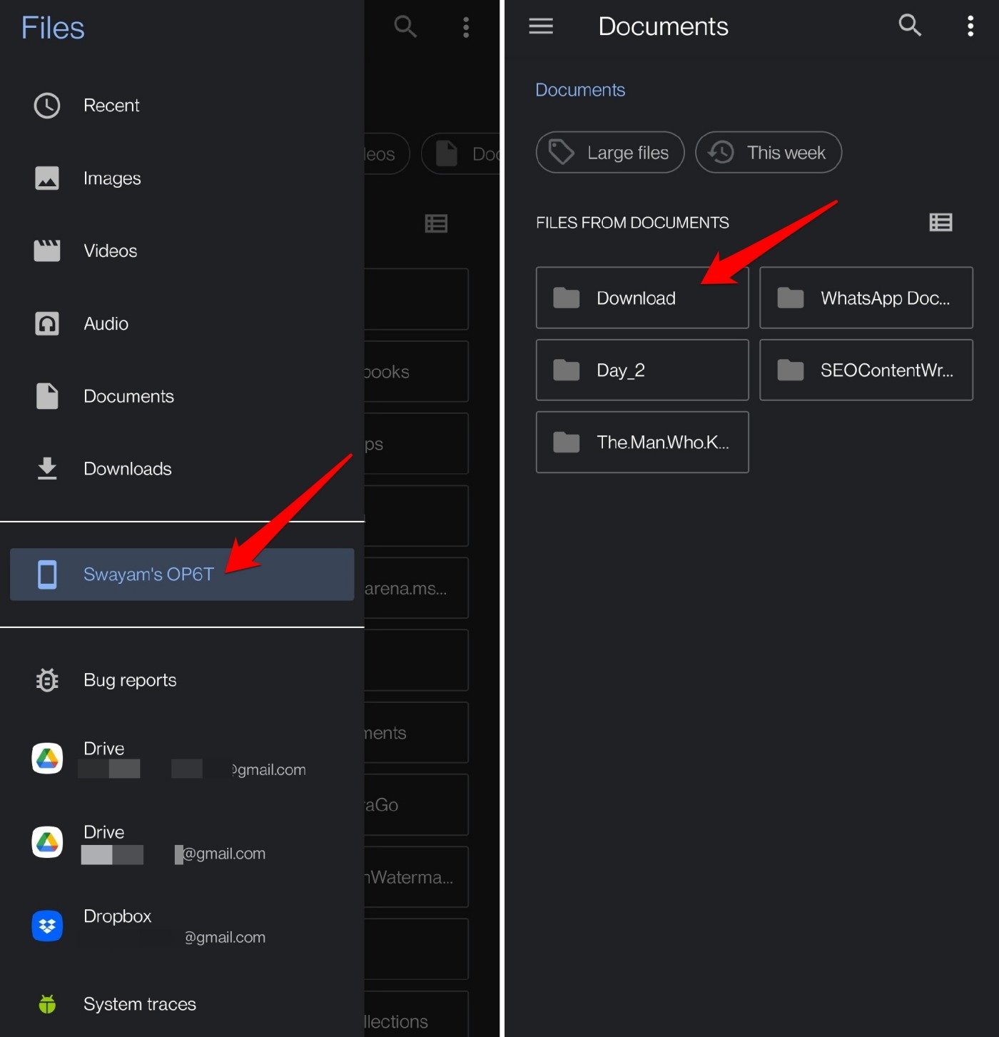 access internal storage of phone using file manager app