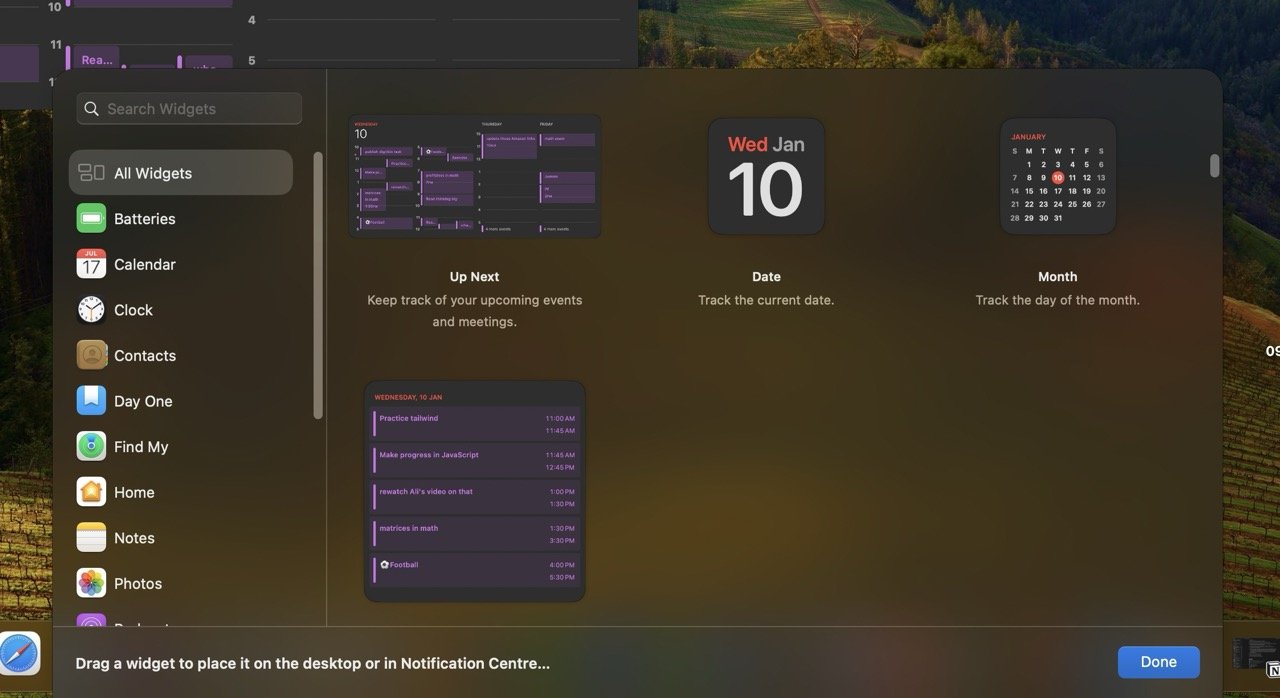 Add widgets to mac