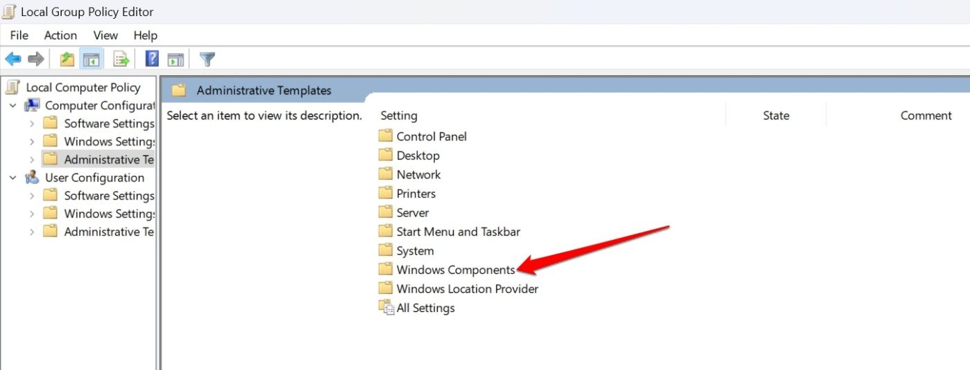 access windows components