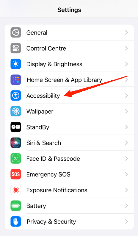 How to Get 3D Touch Back on iPhone with iOS 17? 3 croll down and tap on the Accessibility option