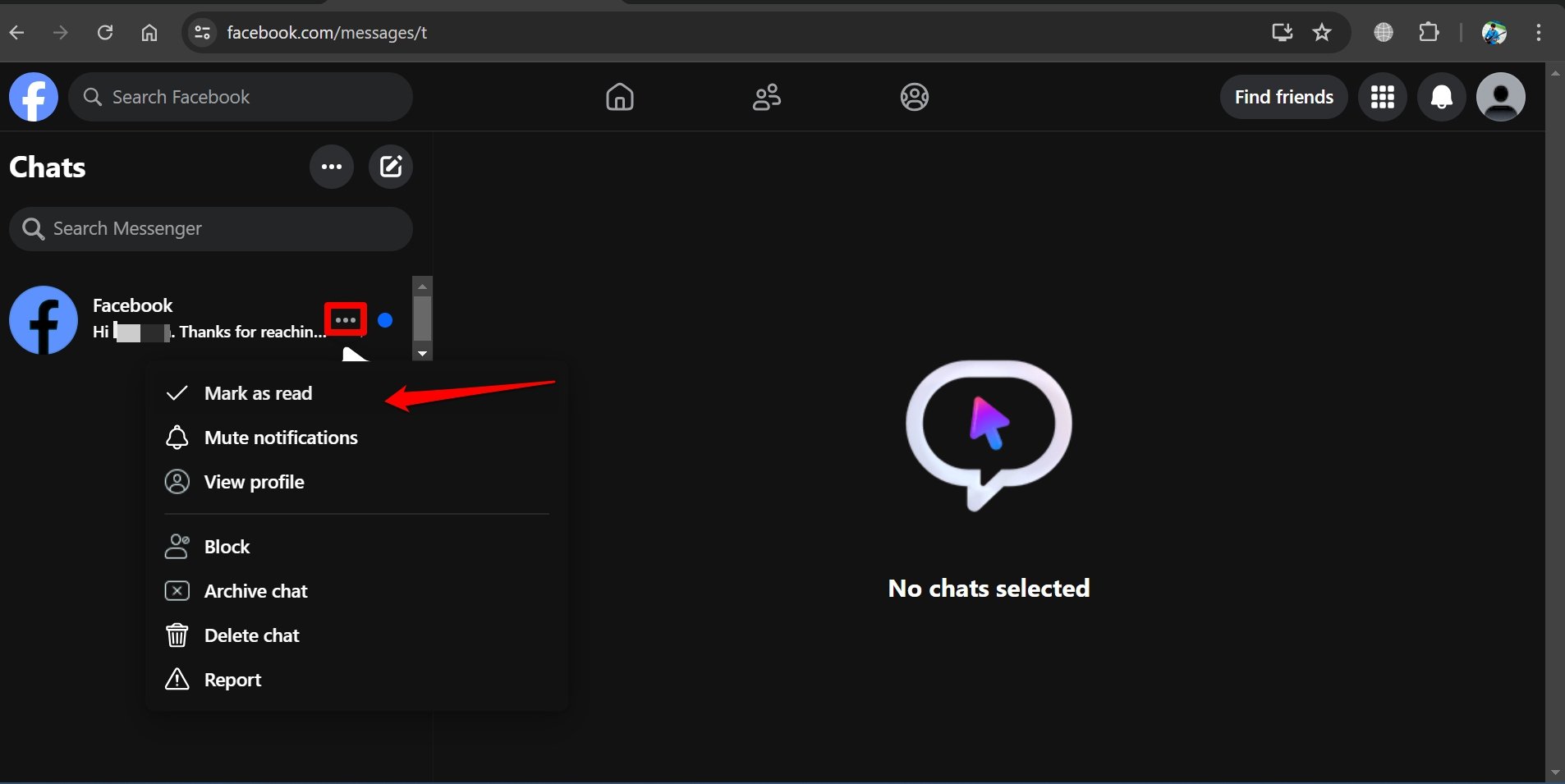 How to Find Unread Messages in Messenger 4 actions to take on unread message in Facebook PC