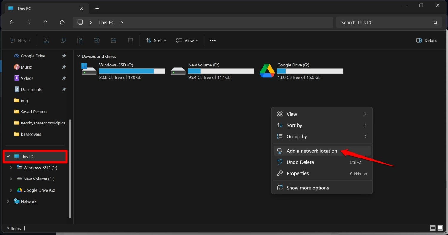 add a network location