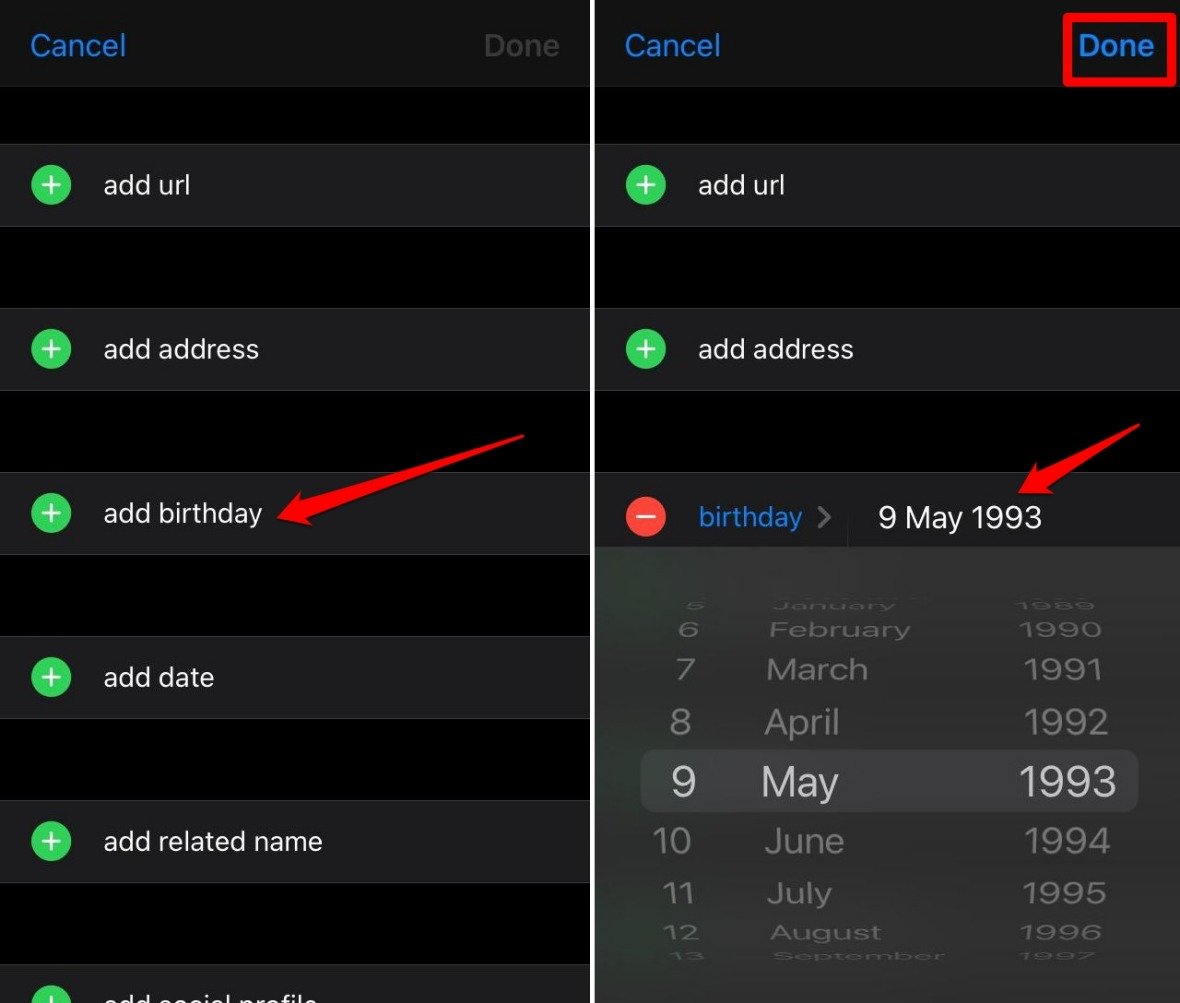 How to Add and See Birthdays on iPhone Calendar 6 add birthday of a contact on iPhone