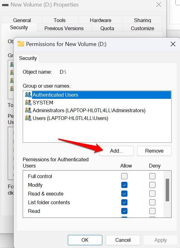 add permissions