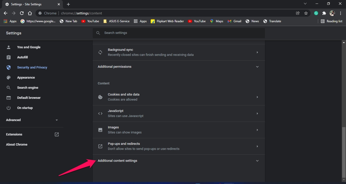 How to Enable or Disable Chrome's Default Adblocker? 5 additional content settings