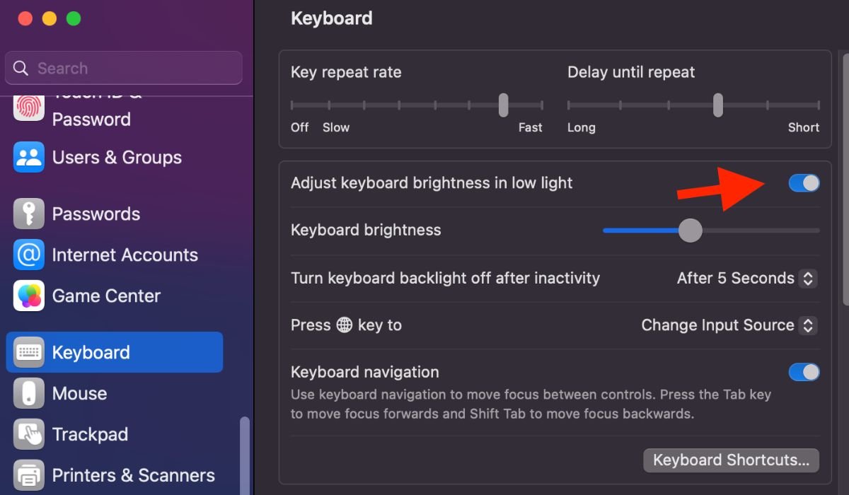 How to Fix MacBook Keyboard Backlight Not Working? 7 Adjust keyboard brightnes in low night