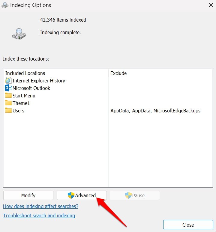 How to Fix File Explorer Stuck at ‘Working on It’ Error in Windows 11? 10 advanced indexing options