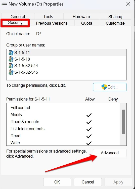 advanced security properties of external hard drive