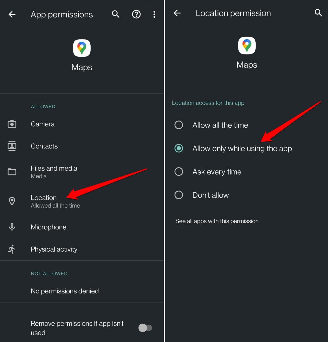 How to Fix Dark Mode Not Working in Google Maps 6 allow Google Maps location permission