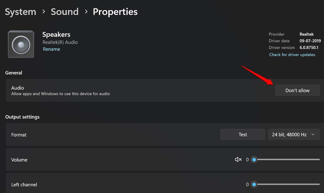 allow apps and windows to use the audio device