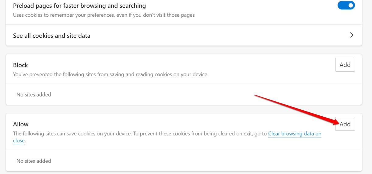 How to Fix Microsoft Edge Not Syncing? 13 allow site on edge