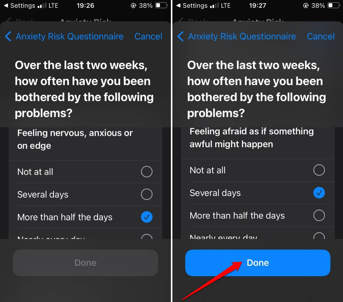 How to Use Mental Wellbeing in Health App in iOS 17? 7 answer the anxiety questionnaire