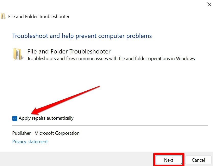 How to Fix 'Compressed (Zipped) Folder Is Invalid' Error on Windows 11? 14 apply repairs automatically on file and folder troubleshooter