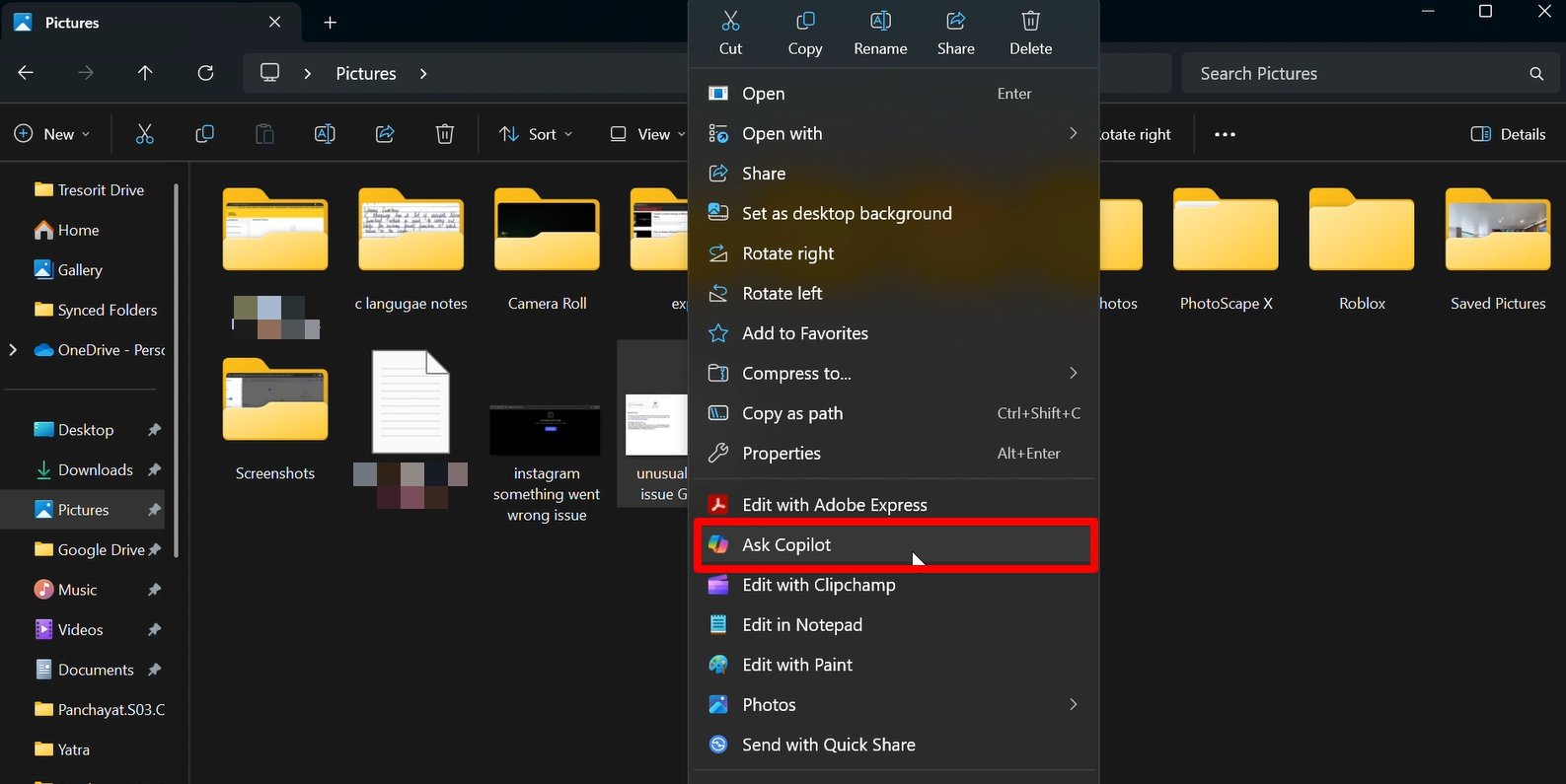 Disable Ask Copilot in File Explorer Context Menu on Windows 11 2 ask copilot in File explorer menu